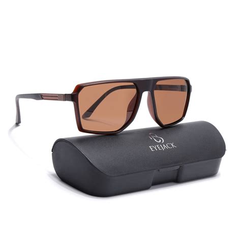 Eyejack Brown Wayfarer Polarized Sunglasses for Men & Women (91127PCL1 ...