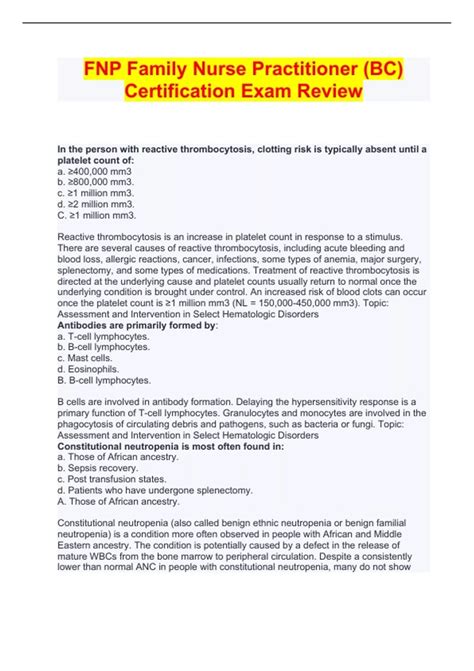 FNP Family Nurse Practitioner (BC) Certification Exam Review - ANCC Family Nurse Practitioner ...