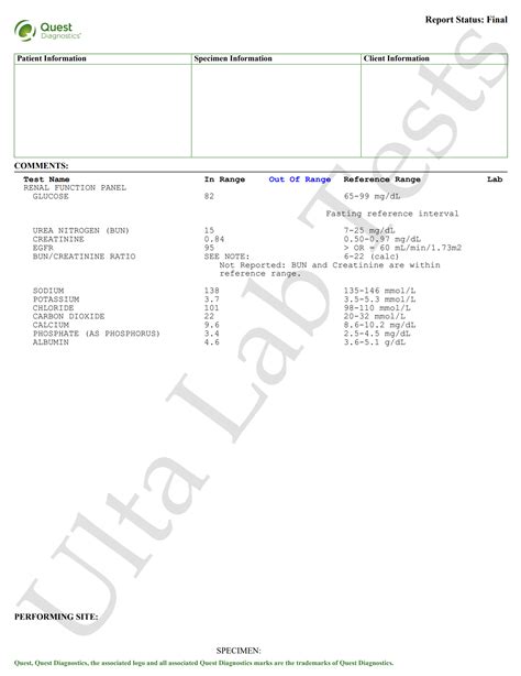 Renal Function Panel Test | Ulta Lab Tests