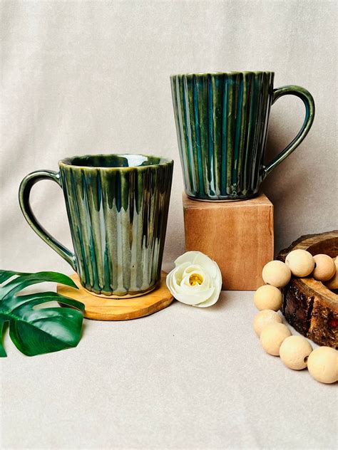 Olive Green Ribbed Mug – cozykutumbhstore