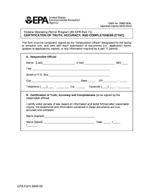 EPA Form 5900-02 Certification of Truth - Fill Out, Sign & Share Online ...