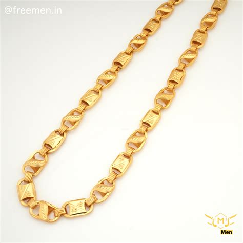 Freemen Nawabi Lotus OBO Stylish Golden Chain for Men- FMC10 – Freemen®