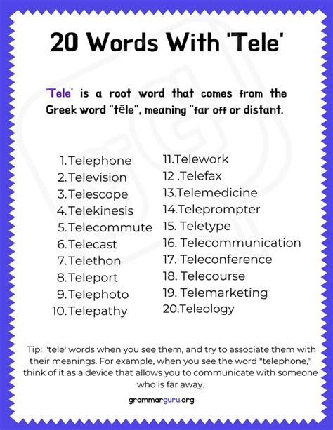 20 Words With 'Tele' | Root words, Words, Greek words