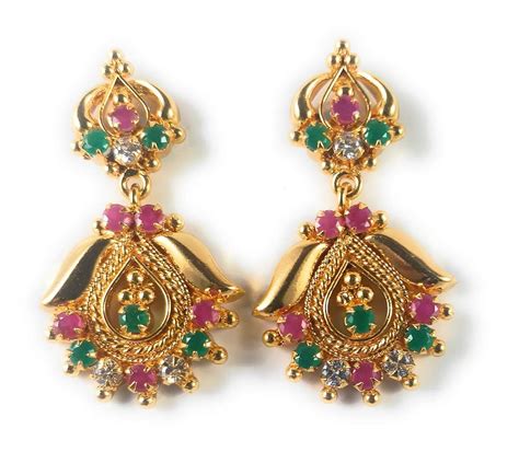 AFJ GOLD One Gram Gold Plated Copper Stone Earring for Women ...