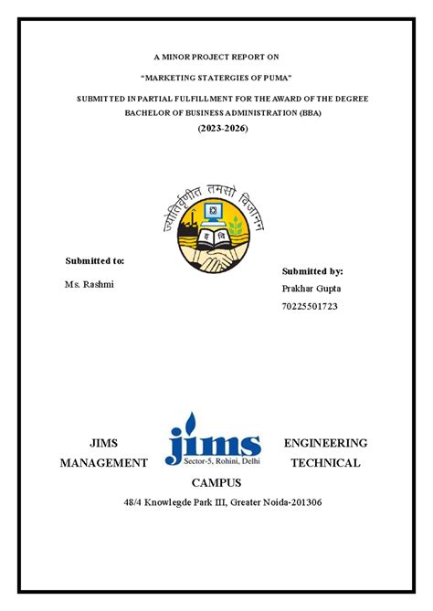 A Minor Project Report ON puma - A MINOR PROJECT REPORT ON “MARKETING ...