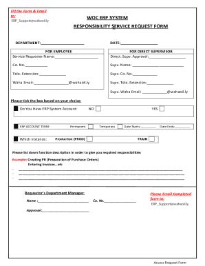 Fillable Online WOC ERP SYSTEM RESPONSIBILITY SERVICE REQUEST FORM Fax ...