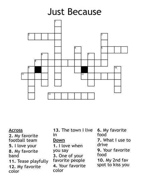 Just Because Crossword - WordMint