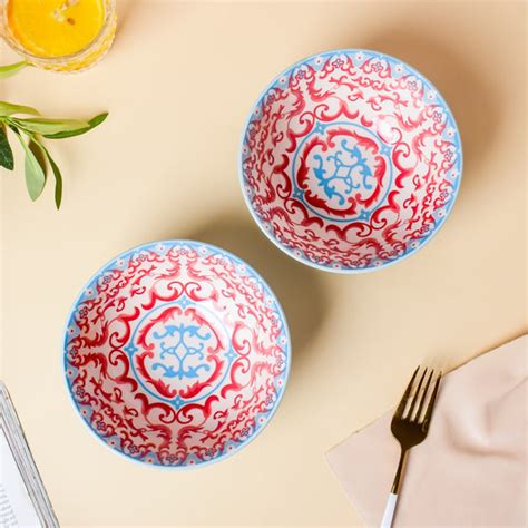 Noodle Bowls - Buy Mandala Ceramic Snack Bowl Set Online | Nestasia