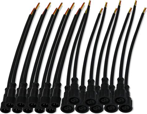 Buy 10 Pairs 3 Core-30cm long Black Pigtail male and female Waterproof ...