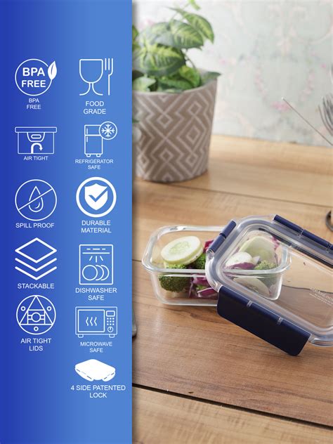 LocknLock Air & Liquid Tight Glass Food Storage Container, 380ML ...