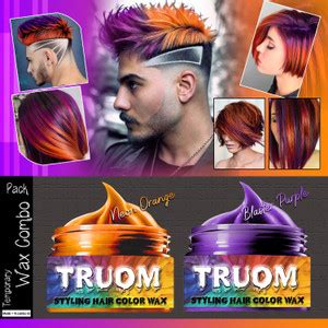 TRUOM COLOUR TEMPORARY HAIR WAX COMBO ( NEON ORANGE & BLASTER PURPLE ...