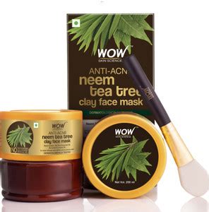WOW SKIN SCIENCE Anti-Acne Neem & Tea Tree Clay Face Mask for ...