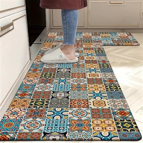 Buy Luteti Kitchen Rugs and Mats Non Skid Washable Set of 2, Abstract ...