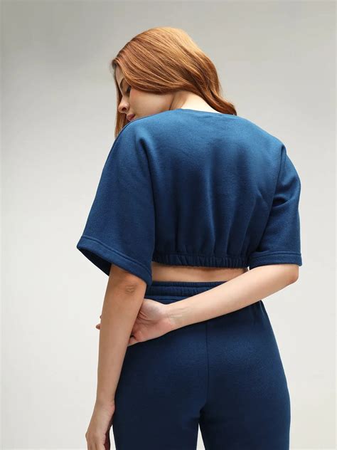 Moscow Blue Lounge Crop Top - CAVA athleisure – CAVA Athleisure Pvt Ltd