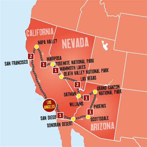 West Coast Usa Attractions Map