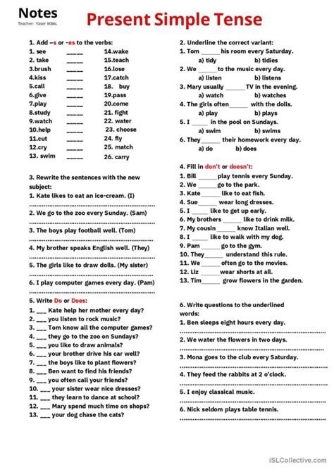 Image result for Present Simple Writing Practice