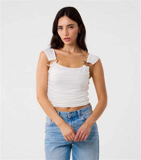 Pink Vanilla Off White Ruched Ring Detail Top | New Look