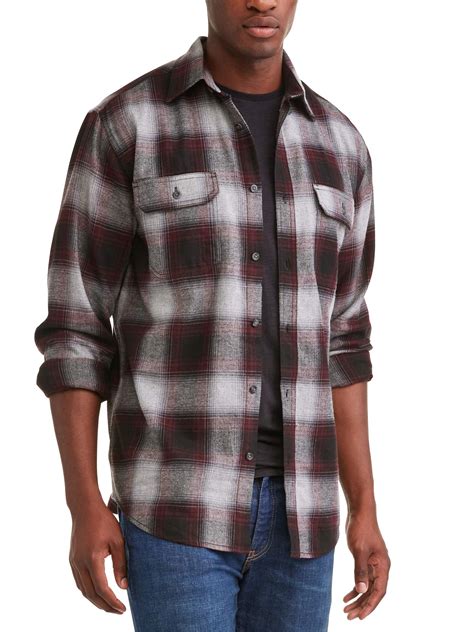 Men's Long Sleeve Flannel Shirt, up to 5XL – Walmart Inventory Checker ...