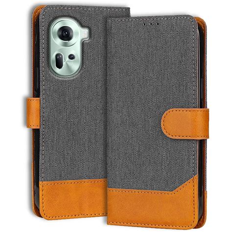 Buy Leather Back Denim Flip for Reno 11 5G | Dual Tone Design Case ...
