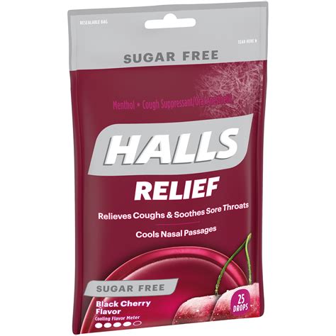 Buy HALLS Relief Black Cherry Sugar Free Cough Drops, 25 Drops Online ...