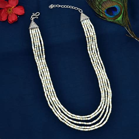 Multi-Line Beads Mala with Oxidized Side Lockets – Violet & Purple ...