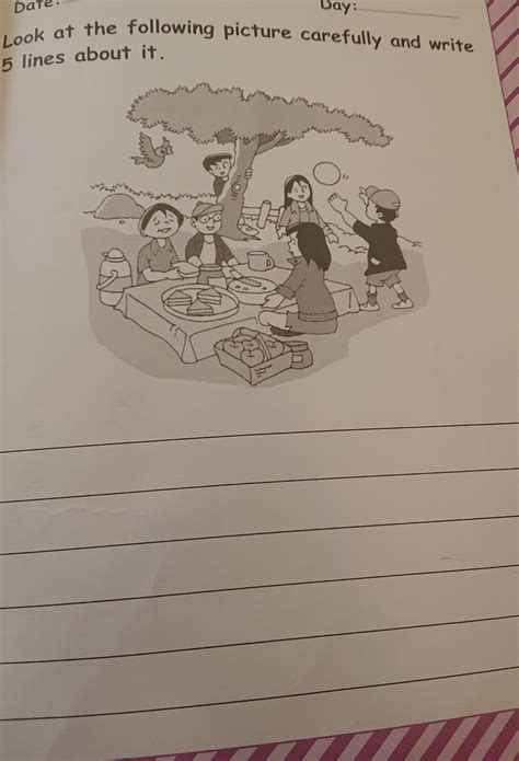 Look at the following picture carefully and write 5 lines about it ...