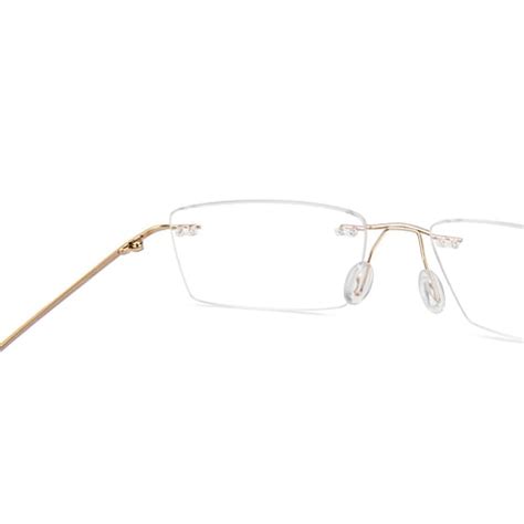 Gold Rimless Rectangle Vincent Chase VC E18554 Eyeglasses