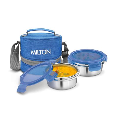 Buy MILTON Chic 2 Stainless Steel Tiffin Box, Set of 2, Blue Online at ...