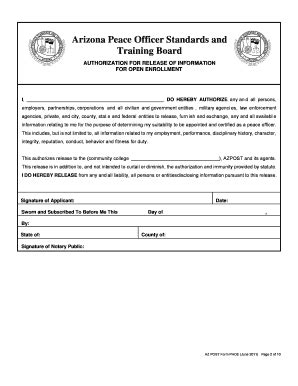 Arizona Peace Officer Training Board Open Enrollment Application ...