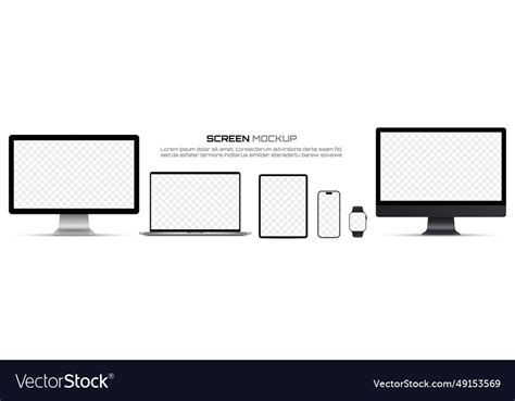 Screen mockup devices computer monitor laptop Vector Image