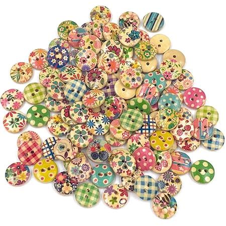 Truvic Pack of 50 Assorted Animals Wooden Decorative Buttons for Sewing ...