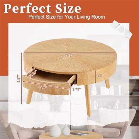 Fvmalatrix Round Wood Coffee Table for Living Room, Modern India | Ubuy