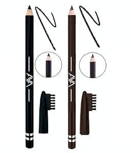 Buy AYA WaterProof Eyebrow Pencil with Brush - Set of 2 (Black, Dark ...
