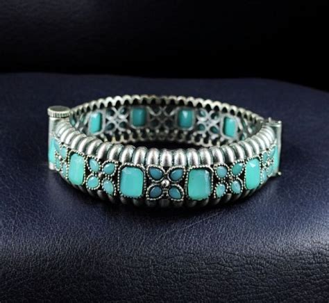 Oxidized Stone Work Silver Replica Openable Bangle - Marketplace - Buy ...