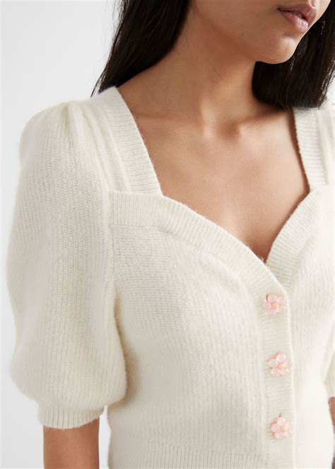 & OTHER STORIES Floral Button Puff Sleeve Cardigan | Puff sleeve ...
