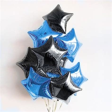 Buy Just Party 5 Pcs Blue & Black 18 Inch Star Shape Foil Balloons with ...