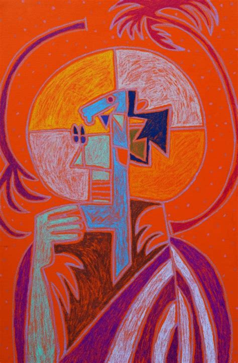 "Bhagoriy Series 5": Orange Red Mixed Media Painting by Anup Shrivastav ...