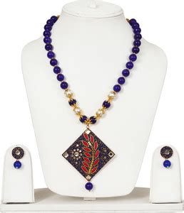 SHUBHAM JEWELLERS Alloy Gold-plated Blue Jewellery Set Price in India ...