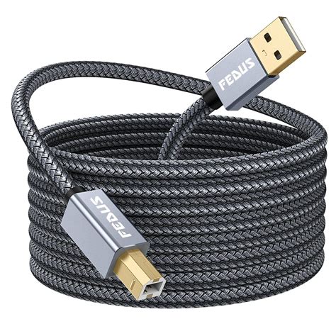 FEDUS 3M USB Printer Cable, Nylon Braided Gold Plated USB A to Male To ...