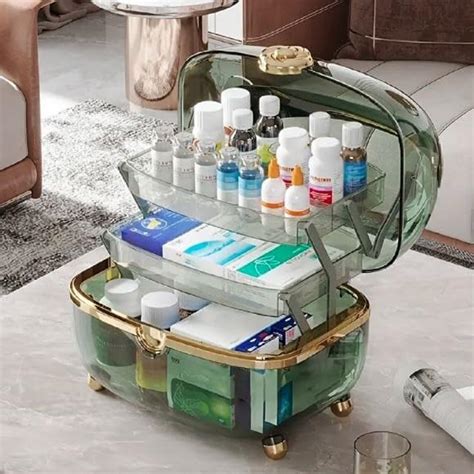 Abhsant Acrylic Medical Storage Containers 3-Tier Fold Tray Medicine ...