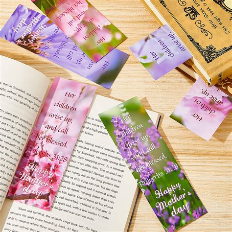 60 Pcs Flowers Happy Mothers Day Proverbs Bookmarks Bible Verses ...