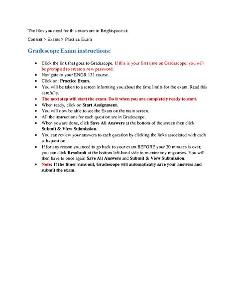 ENGR 131 Practice Exam Instructions and Guidelines - Studocu