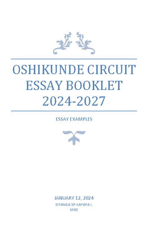 OSHIKUNDE CIRCUIT ESSAY BOOKLET: EXAMPLES & REFLECTIONS - Studocu