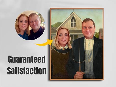 Custom Farmer and Wife Picture - American Gothic Parody Portrait, Pitchfork Couple Painting ...