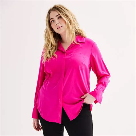 Plus Size Nine West Drapey Button Down Shirt