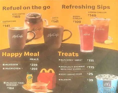 Menu at McDonald's, Mumbai, Andheri (west)