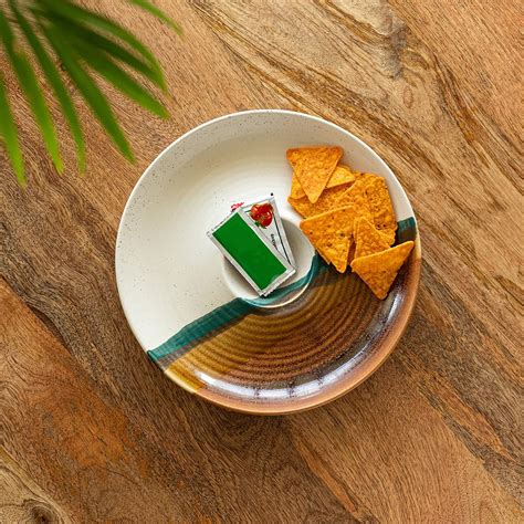 Buy ExclusiveLane 'Zen Garden' Ceramic Chip-N-Dip Serving Platter for ...