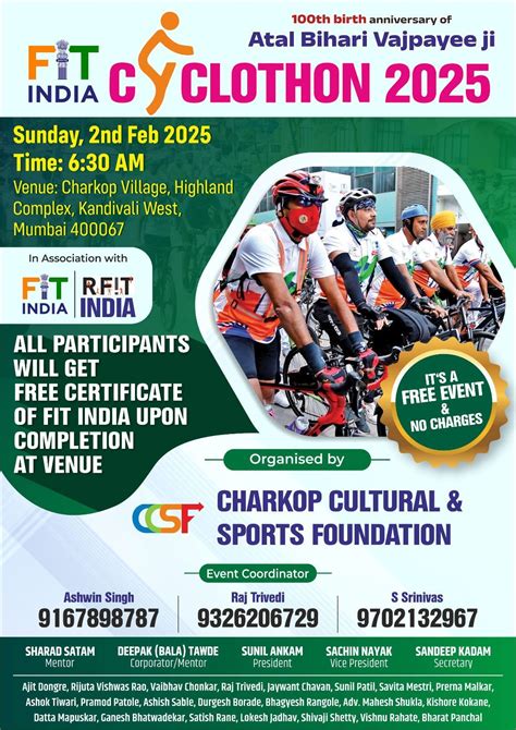 CCSF CYCLOTHON 2025, Charkop Village, High Land Complex, M G Road ...