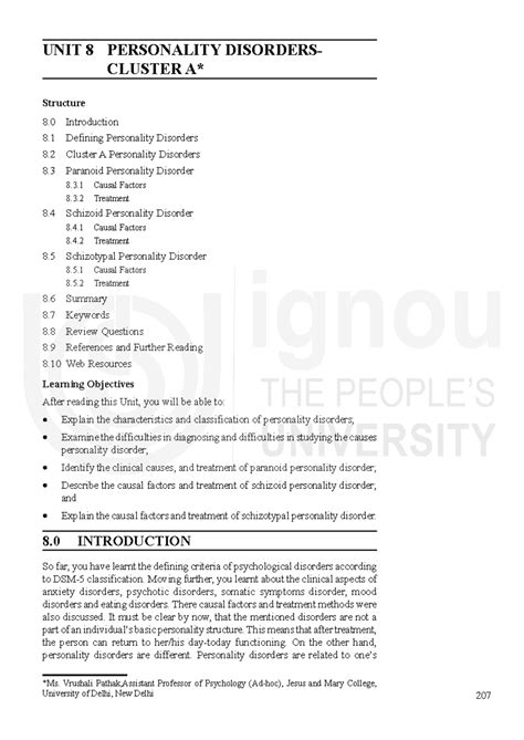 Understanding Personality Disorders: Cluster A Analysis (PSY 101) - Studocu