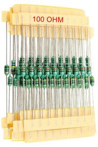 e4u 100 Ohm 5% 1/4W CFR Through Hole Resistor - 100 No's Fixed Resistor ...